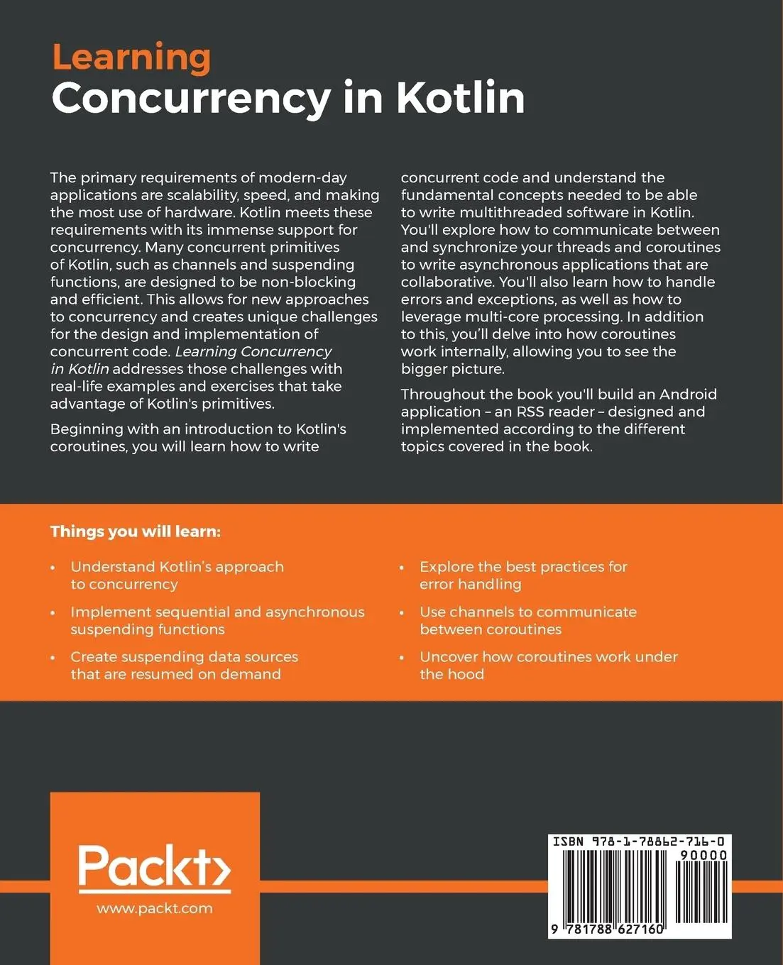 Rückseite: 9781788627160 | Learning Concurrency in Kotlin | Miguel Angel Castiblanco Torres