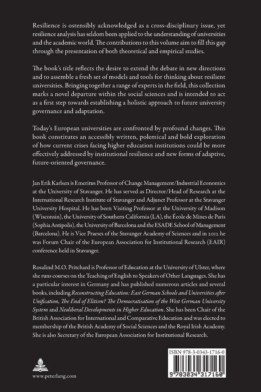 Rückseite: 9783034317160 | Resilient Universities | Confronting Changes in a Challenging World