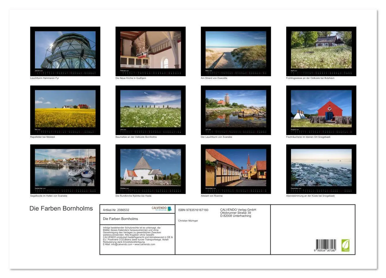 Bild: 9783516167160 | Die Farben Bornholms (Wandkalender 2026 DIN A2 quer), CALVENDO...