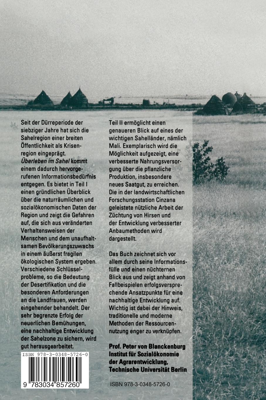Rückseite: 9783034857260 | Überleben im Sahel | Leisinger | Taschenbuch | 205 S. | Deutsch | 2014