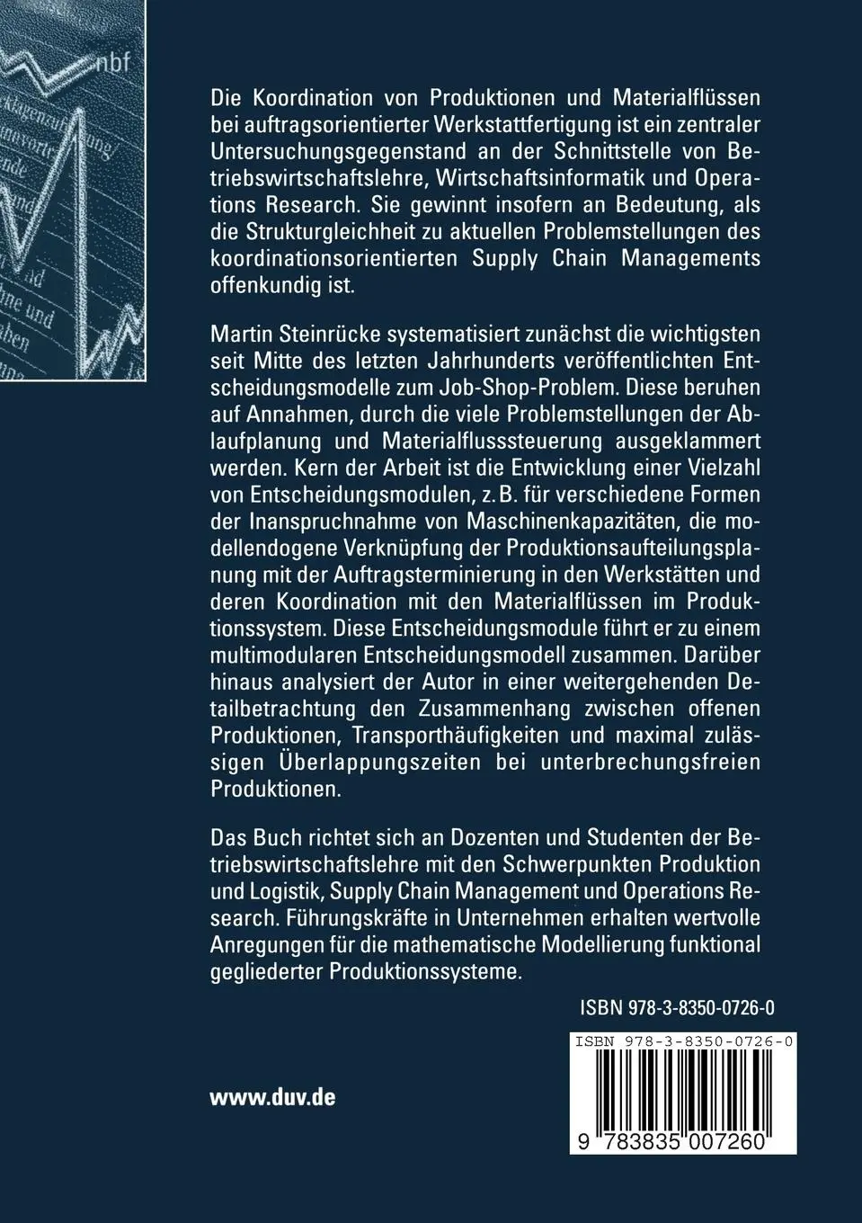 Rückseite: 9783835007260 | Termin-, Kapazitäts- und Materialflussplanung bei...