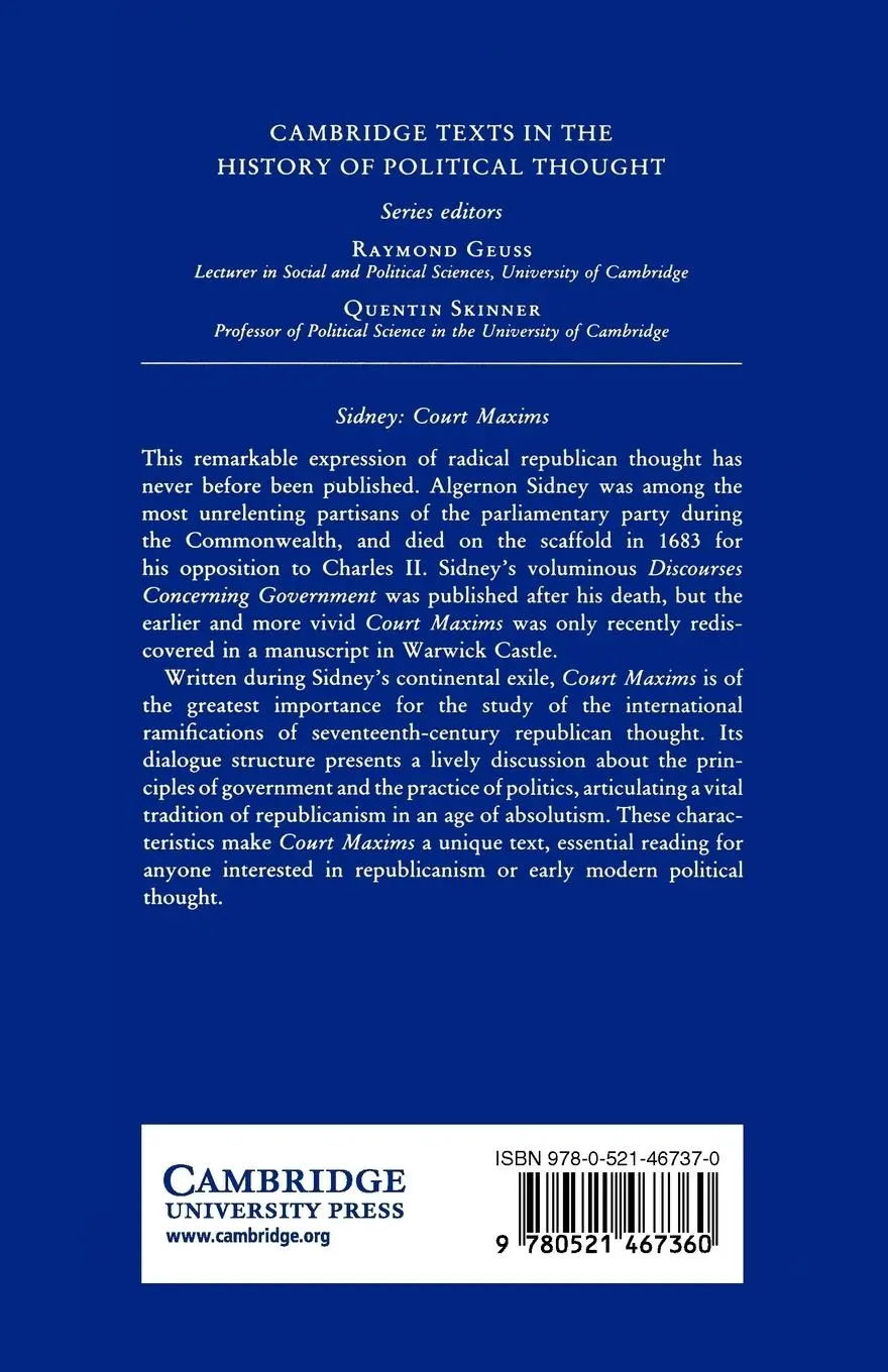 Rückseite: 9780521467360 | Sidney | Court Maxims | Algernon Sidney | Taschenbuch | Englisch