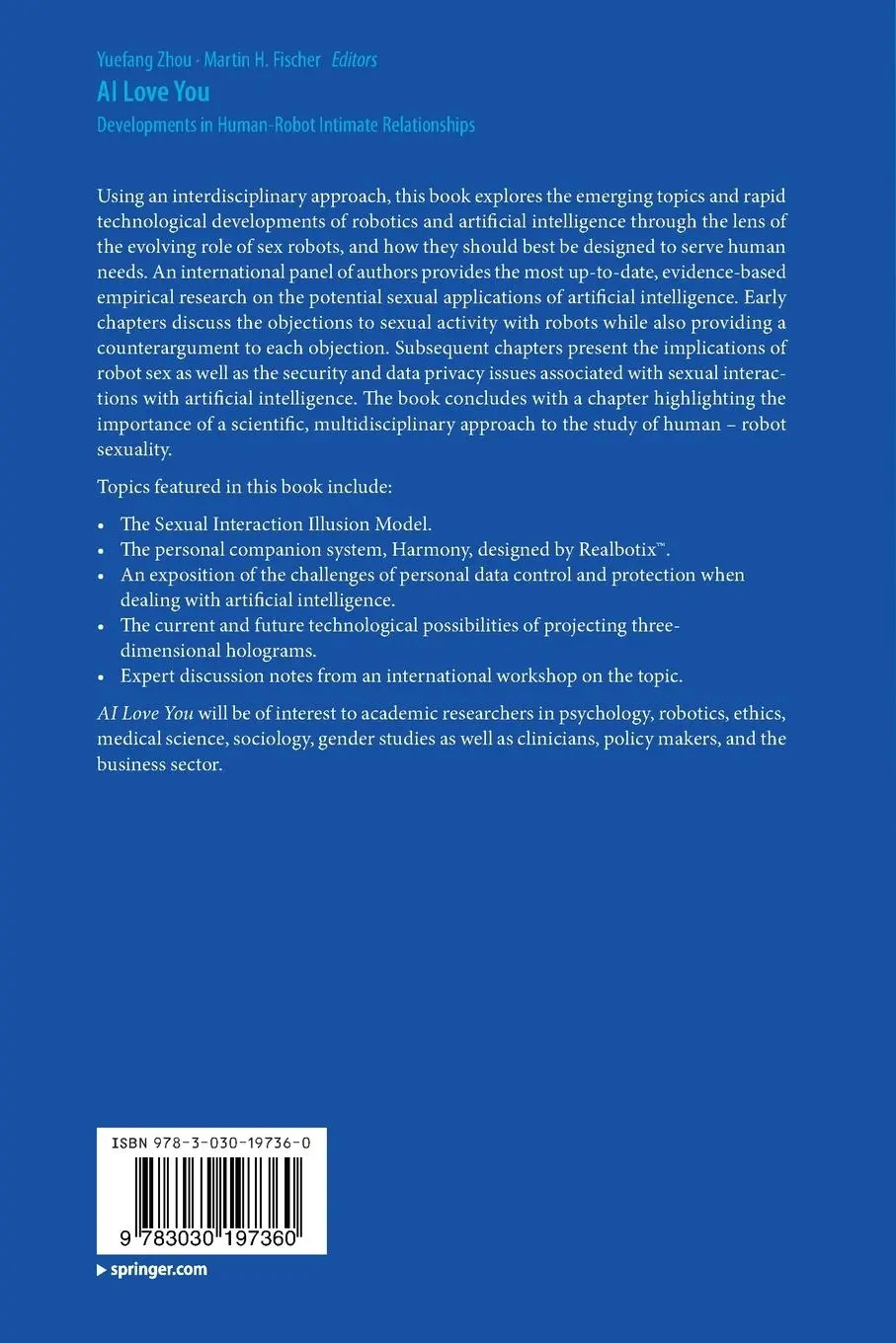 Rückseite: 9783030197360 | AI Love You | Developments in Human-Robot Intimate Relationships | xxi