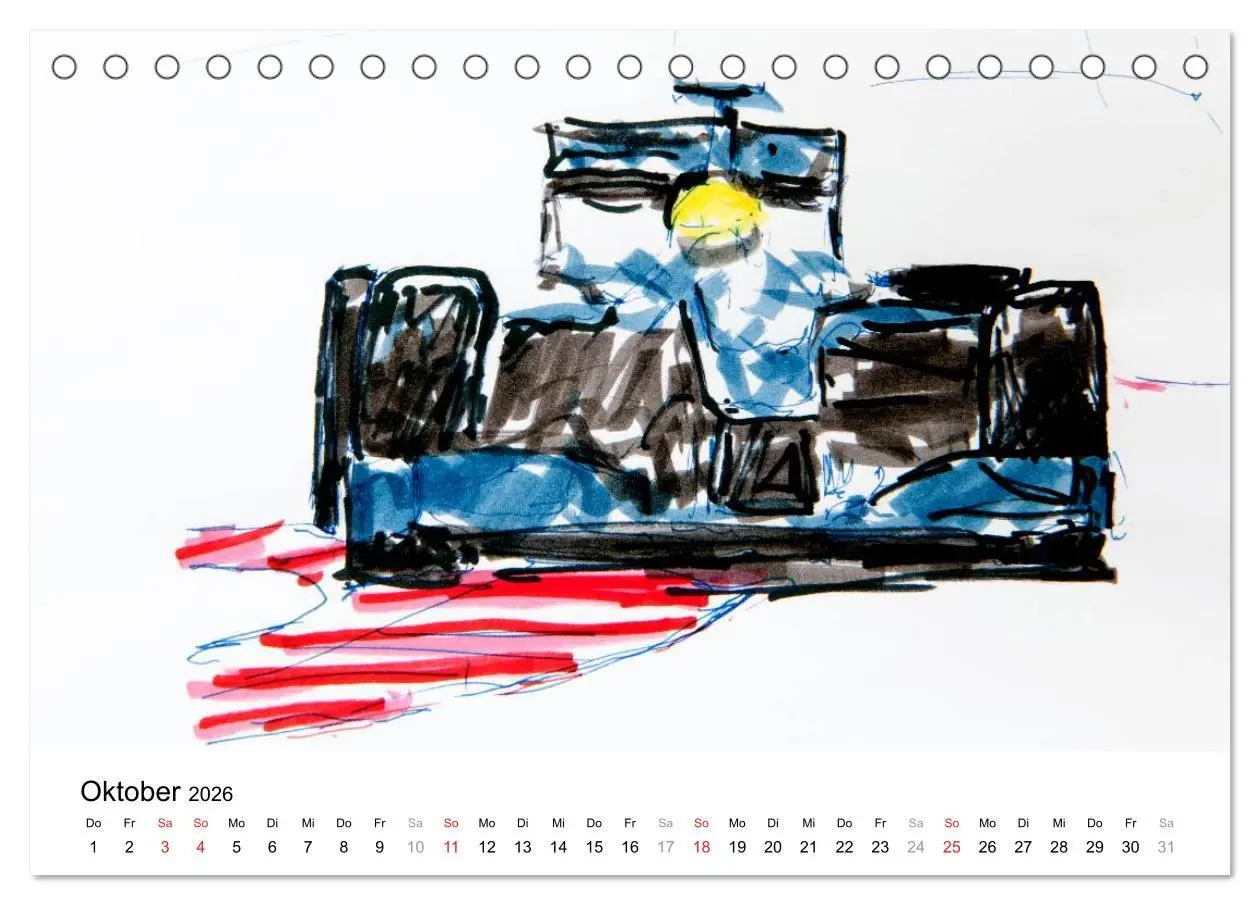 Bild: 9783516217360 | Illustrationen Formel 1 Rennwagen (Tischkalender 2026 DIN A5 quer),...