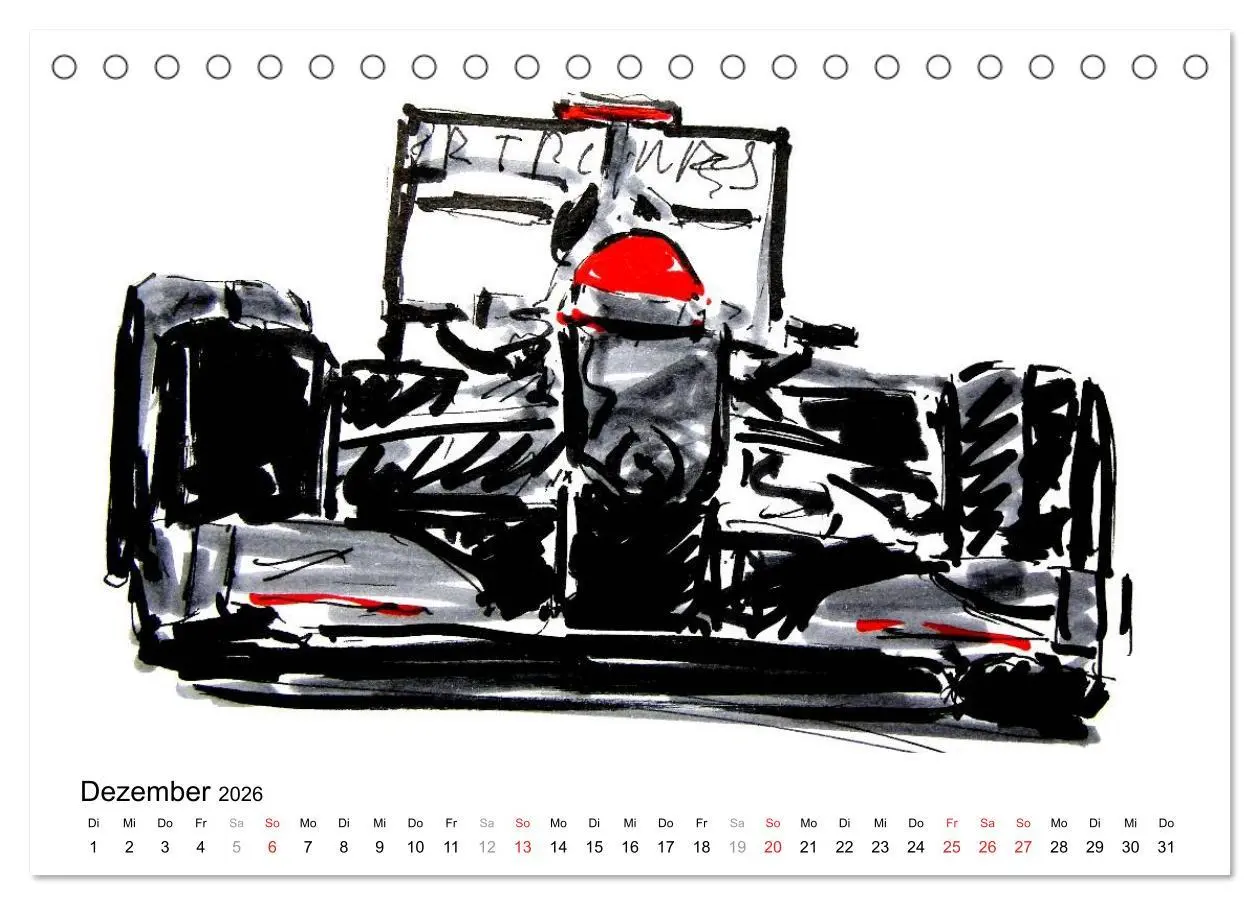 Bild: 9783516217360 | Illustrationen Formel 1 Rennwagen (Tischkalender 2026 DIN A5 quer),...