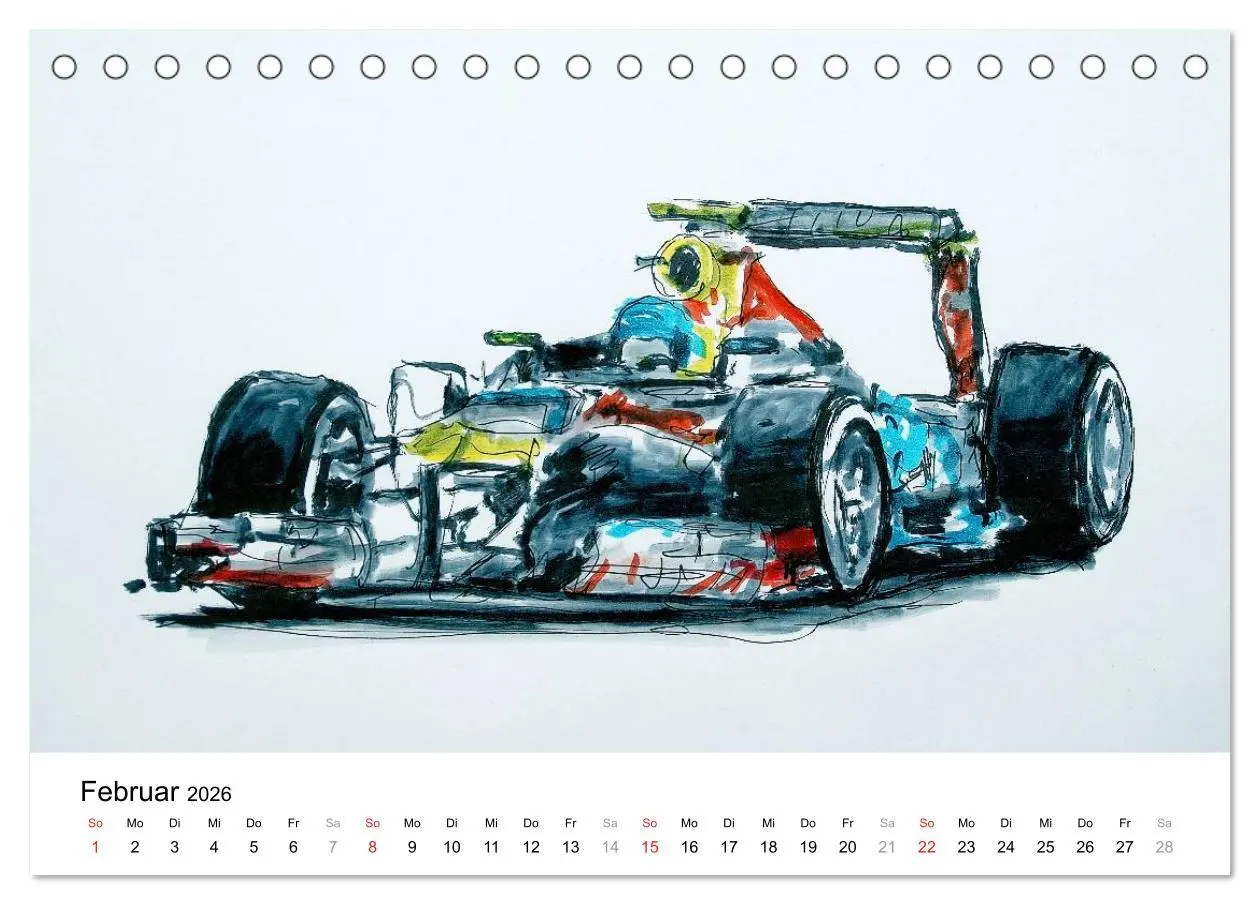 Bild: 9783516217360 | Illustrationen Formel 1 Rennwagen (Tischkalender 2026 DIN A5 quer),...