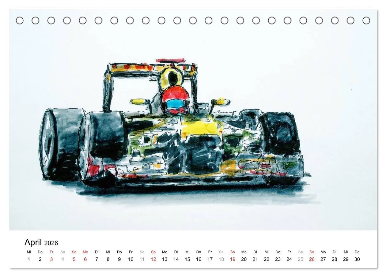 Bild: 9783516217360 | Illustrationen Formel 1 Rennwagen (Tischkalender 2026 DIN A5 quer),...