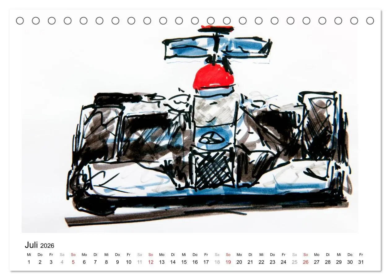 Bild: 9783516217360 | Illustrationen Formel 1 Rennwagen (Tischkalender 2026 DIN A5 quer),...