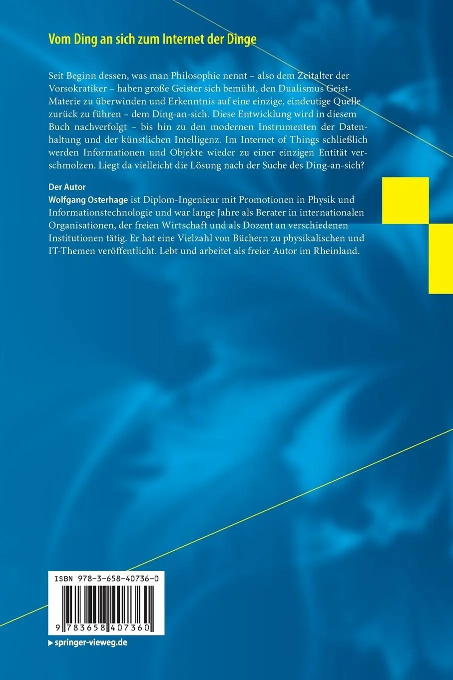 Rückseite: 9783658407360 | Vom Ding an sich zum Internet der Dinge | Wolfgang Osterhage | Buch