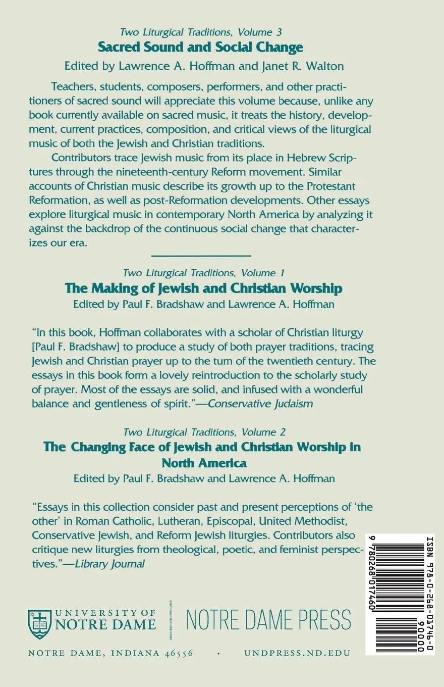 Rückseite: 9780268017460 | Sacred Sound and Social Change | Lawrence A. Hoffman (u. a.) | Buch