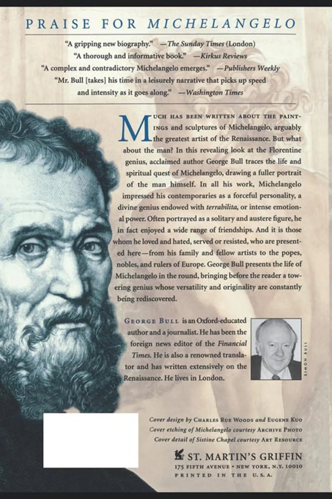 Rückseite: 9780312187460 | Michelangelo | A Biography | George Bull | Taschenbuch | Englisch