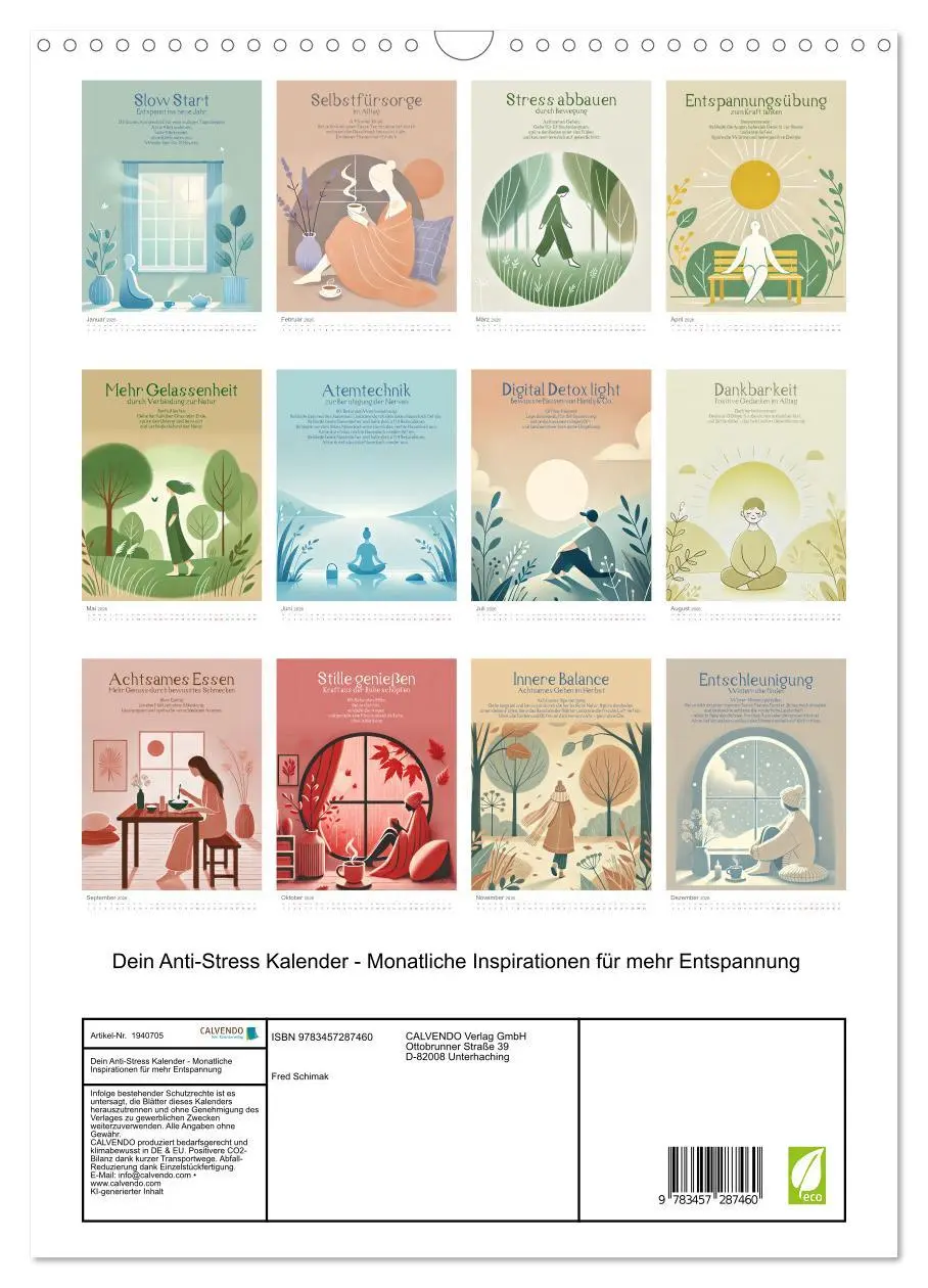 Bild: 9783457287460 | Dein Anti-Stress Kalender - Monatliche Inspirationen für mehr...