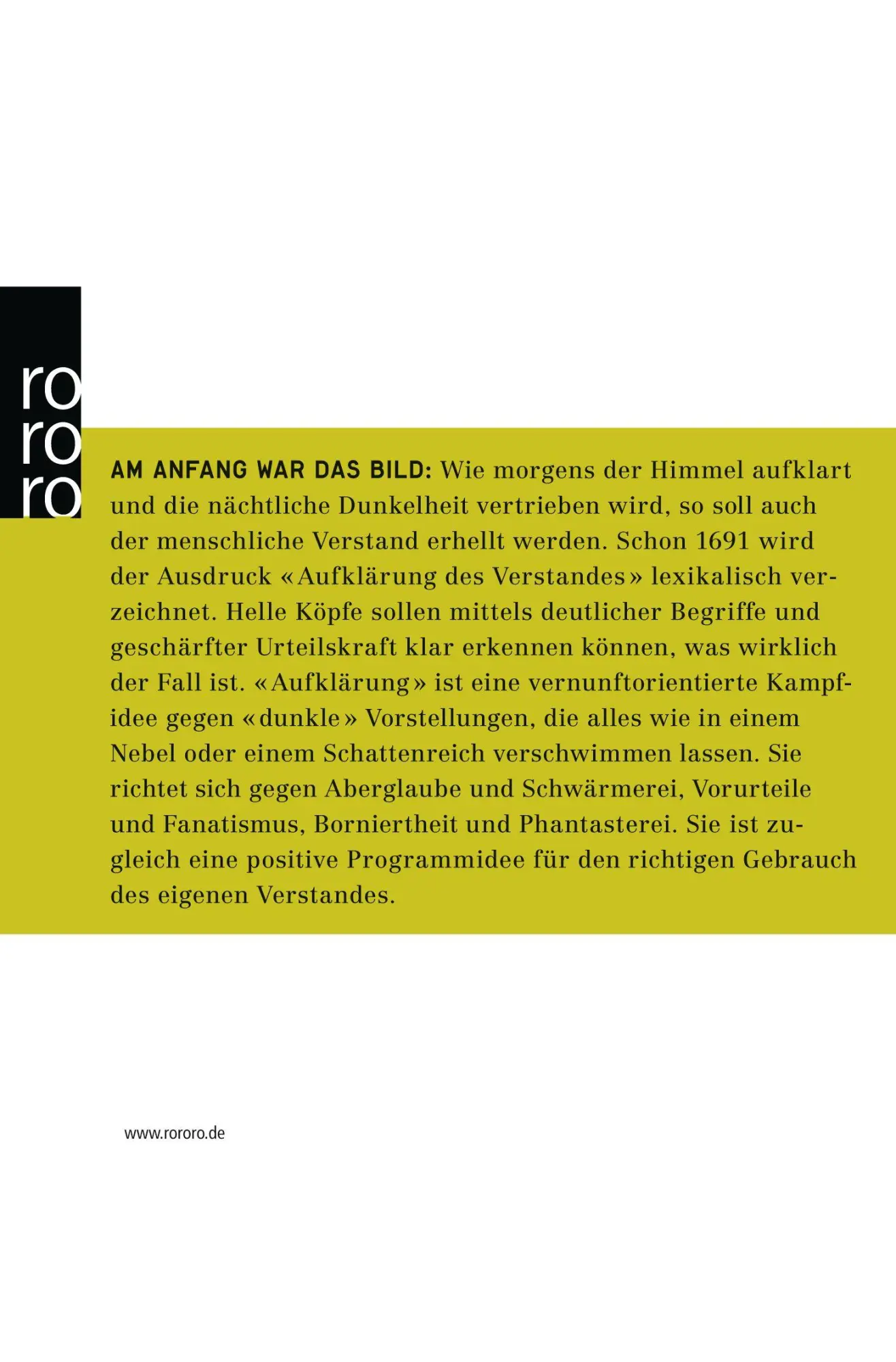 Rückseite: 9783499627460 | Aufklärung | Das europäische Projekt | Manfred Geier | Taschenbuch