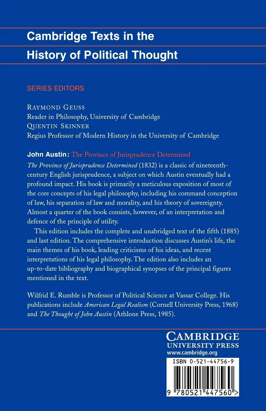 Rückseite: 9780521447560 | Austin | The Province of Jurisprudence Determined | Rumble (u. a.)