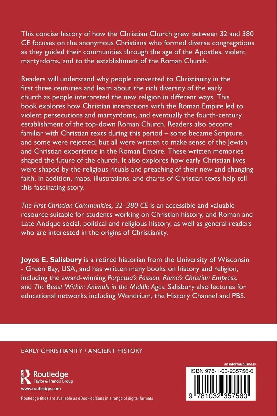 Rückseite: 9781032357560 | The First Christian Communities, 32 - 380 CE | Joyce E. Salisbury