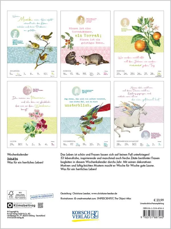 Bild: 9783731887560 | Was für ein herrliches Leben! 2026 | Verlag Korsch | Kalender | 54 S.