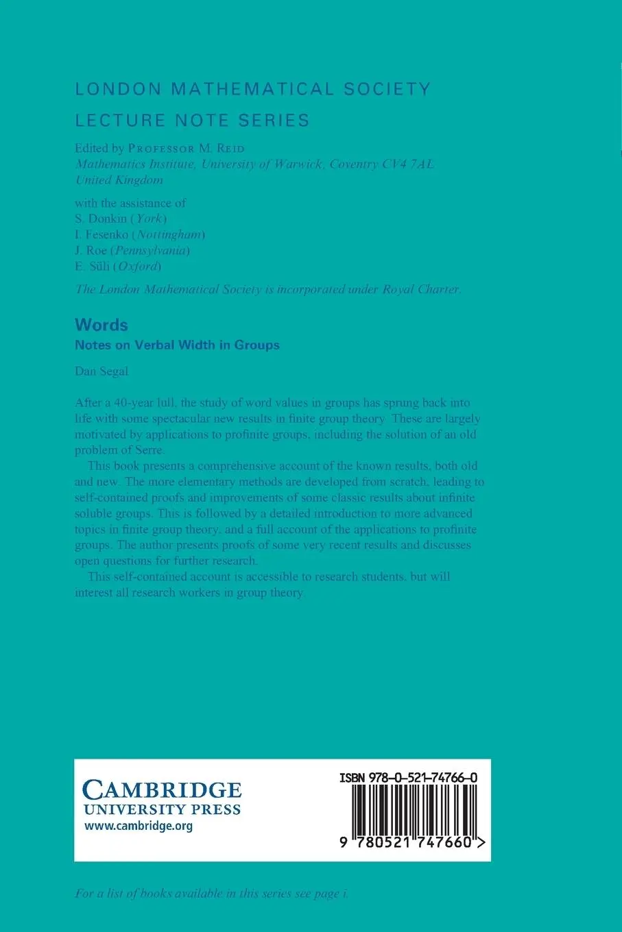 Rückseite: 9780521747660 | Words | Dan Segal | Taschenbuch | Englisch | 2009 | EAN 9780521747660