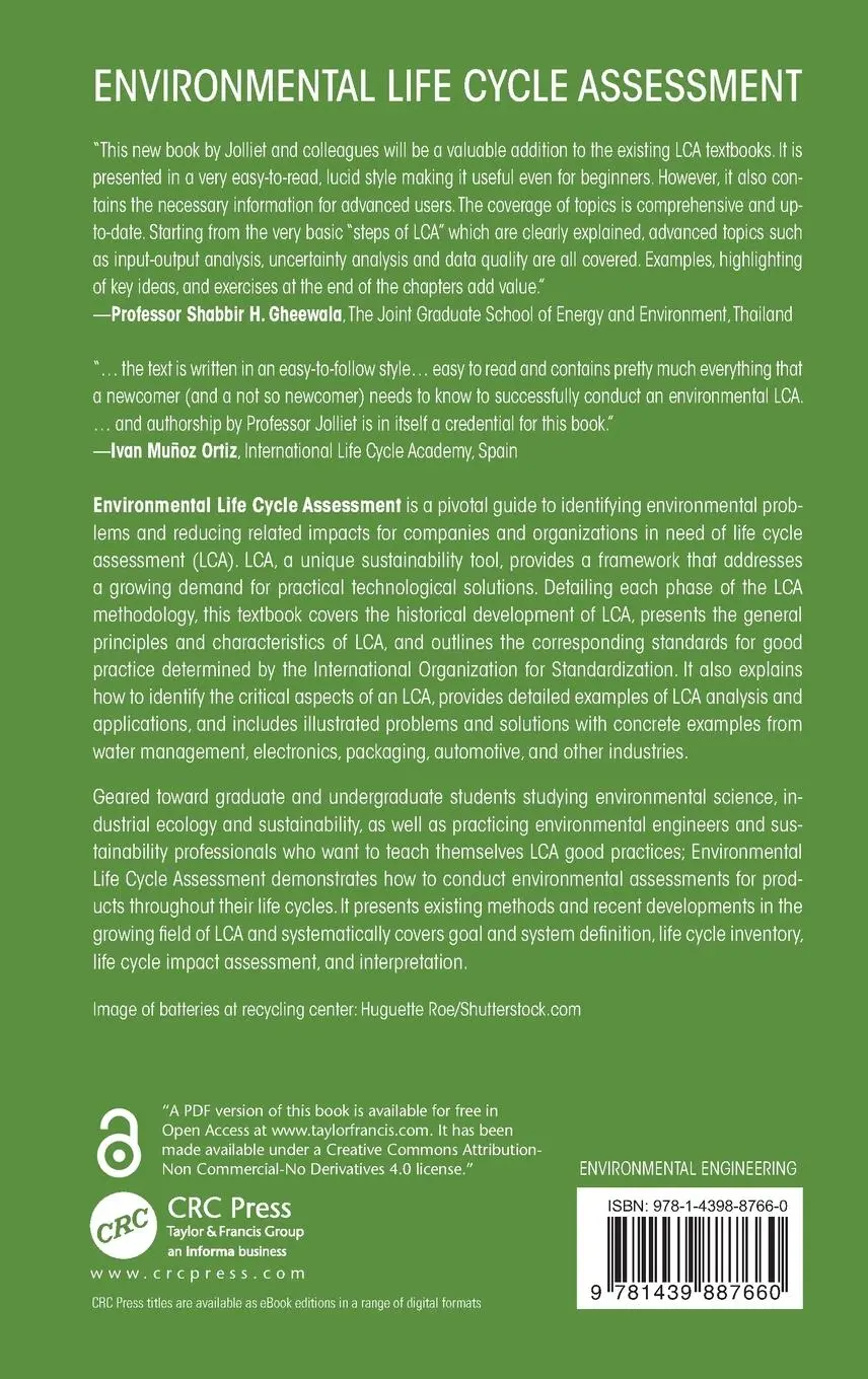 Rückseite: 9781439887660 | Environmental Life Cycle Assessment | Olivier Jolliet (u. a.) | Buch