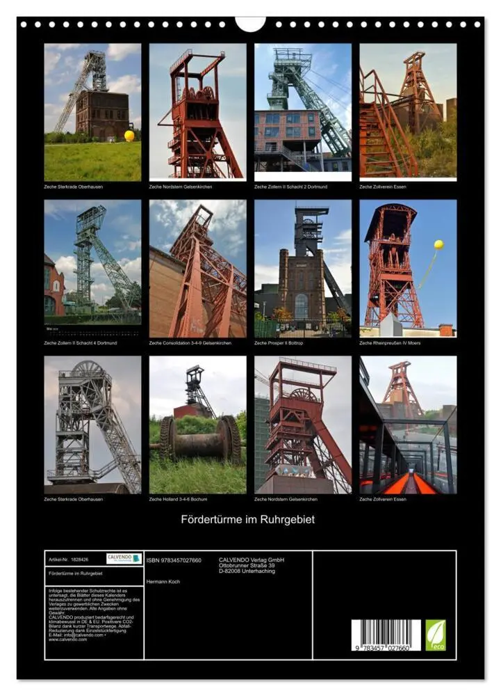 Bild: 9783457027660 | Fördertürme im Ruhrgebiet (Wandkalender 2025 DIN A3 hoch), CALVENDO...