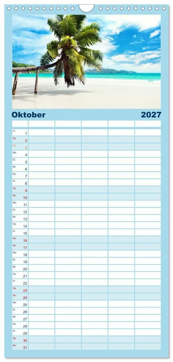 Bild: 9783594337660 | Familienplaner 2027 - Seychellen mit 5 Spalten (Wandkalender, 21 x...