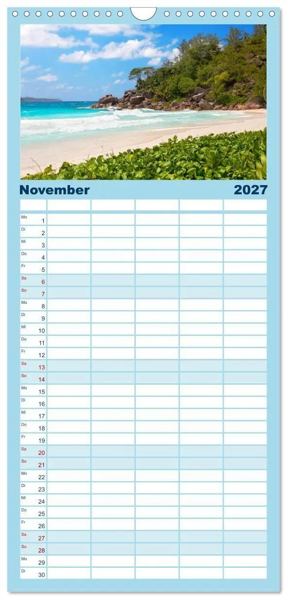 Bild: 9783594337660 | Familienplaner 2027 - Seychellen mit 5 Spalten (Wandkalender, 21 x...