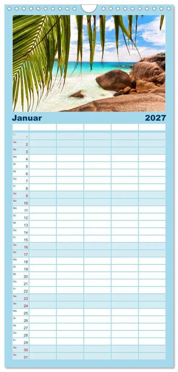 Bild: 9783594337660 | Familienplaner 2027 - Seychellen mit 5 Spalten (Wandkalender, 21 x...