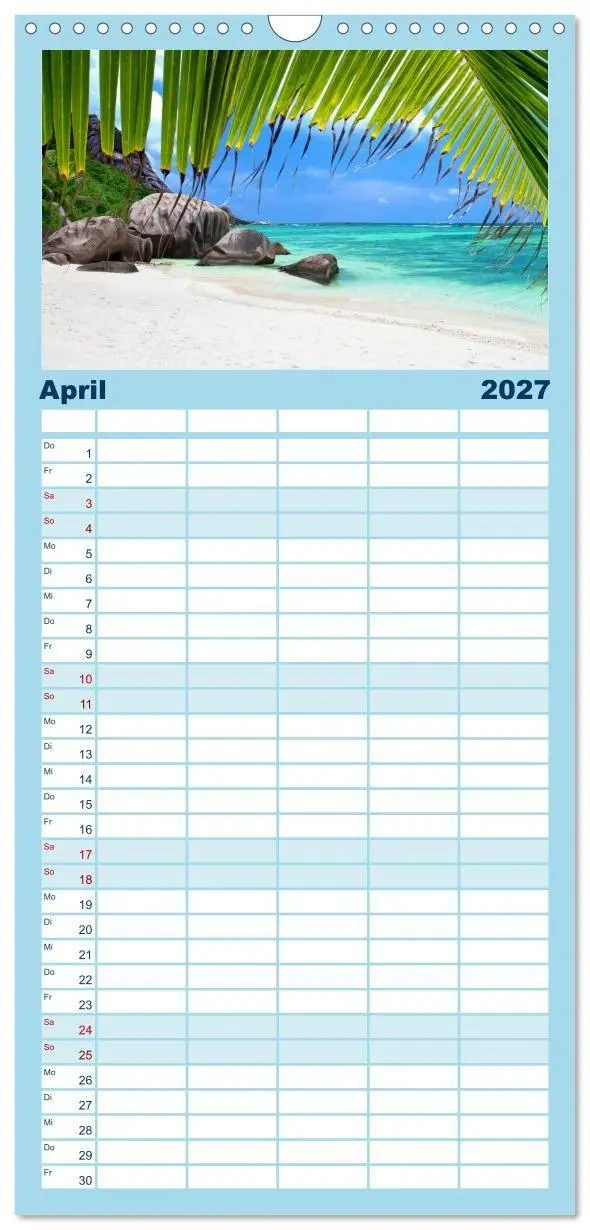 Bild: 9783594337660 | Familienplaner 2027 - Seychellen mit 5 Spalten (Wandkalender, 21 x...