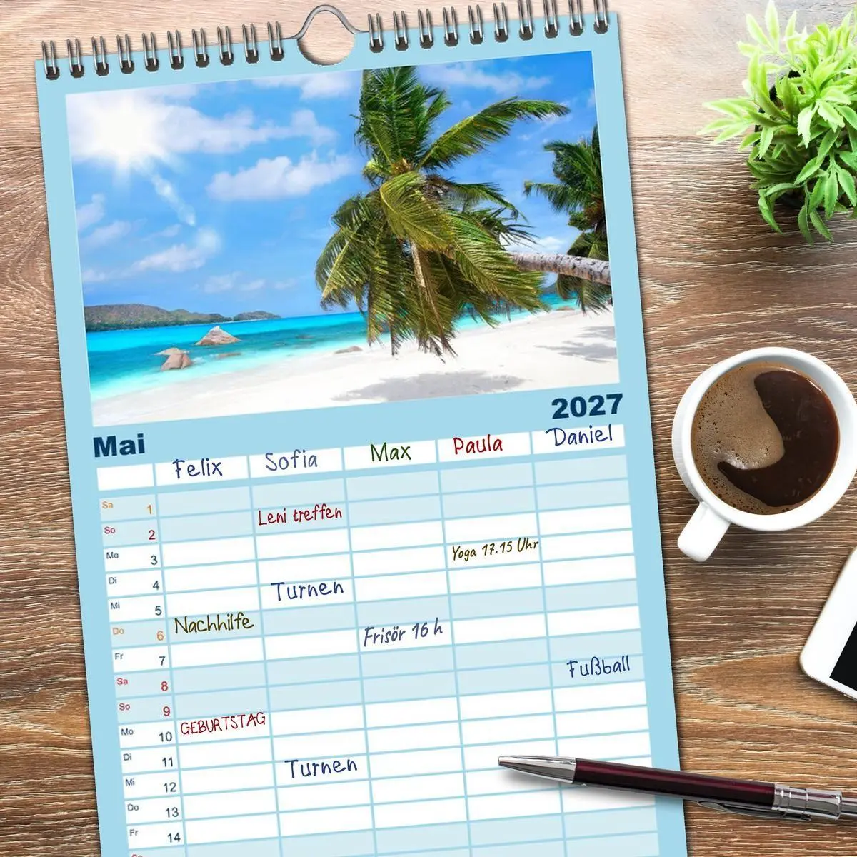 Bild: 9783594337660 | Familienplaner 2027 - Seychellen mit 5 Spalten (Wandkalender, 21 x...
