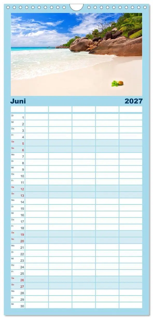 Bild: 9783594337660 | Familienplaner 2027 - Seychellen mit 5 Spalten (Wandkalender, 21 x...