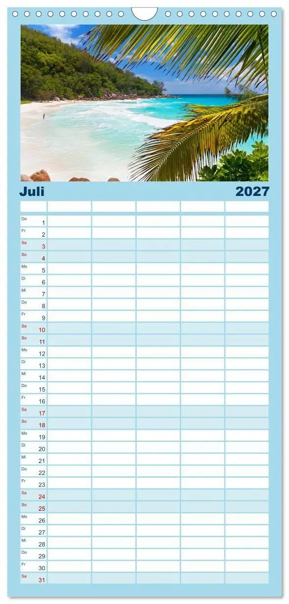Bild: 9783594337660 | Familienplaner 2027 - Seychellen mit 5 Spalten (Wandkalender, 21 x...