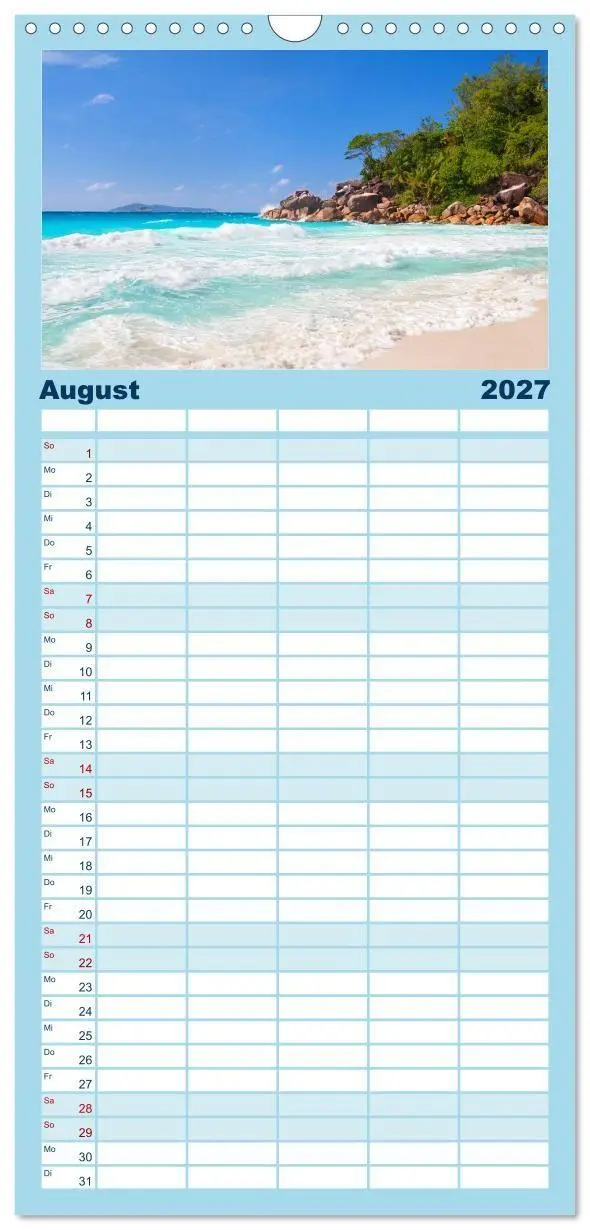 Bild: 9783594337660 | Familienplaner 2027 - Seychellen mit 5 Spalten (Wandkalender, 21 x...