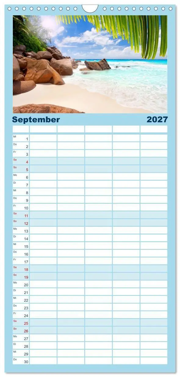 Bild: 9783594337660 | Familienplaner 2027 - Seychellen mit 5 Spalten (Wandkalender, 21 x...