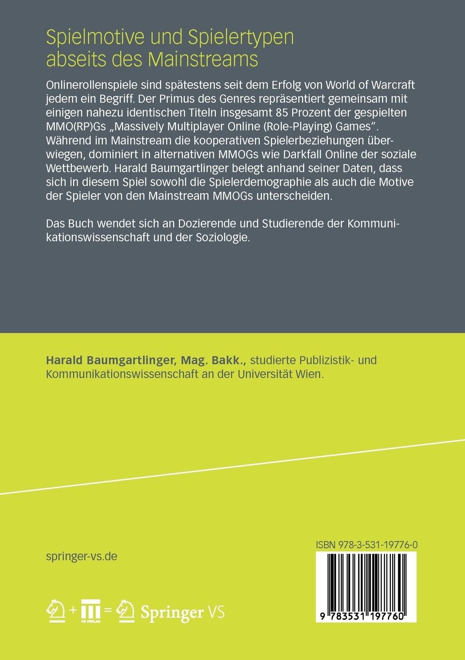 Rückseite: 9783531197760 | Spielmotive und Spielertypen abseits des Mainstreams | Baumgartlinger