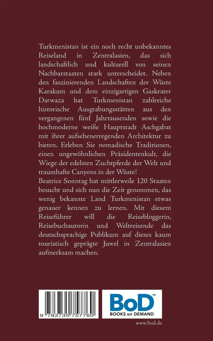Rückseite: 9783735757760 | Entdecke Turkmenistan | Beatrice Sonntag | Taschenbuch | 224 S. | 2019