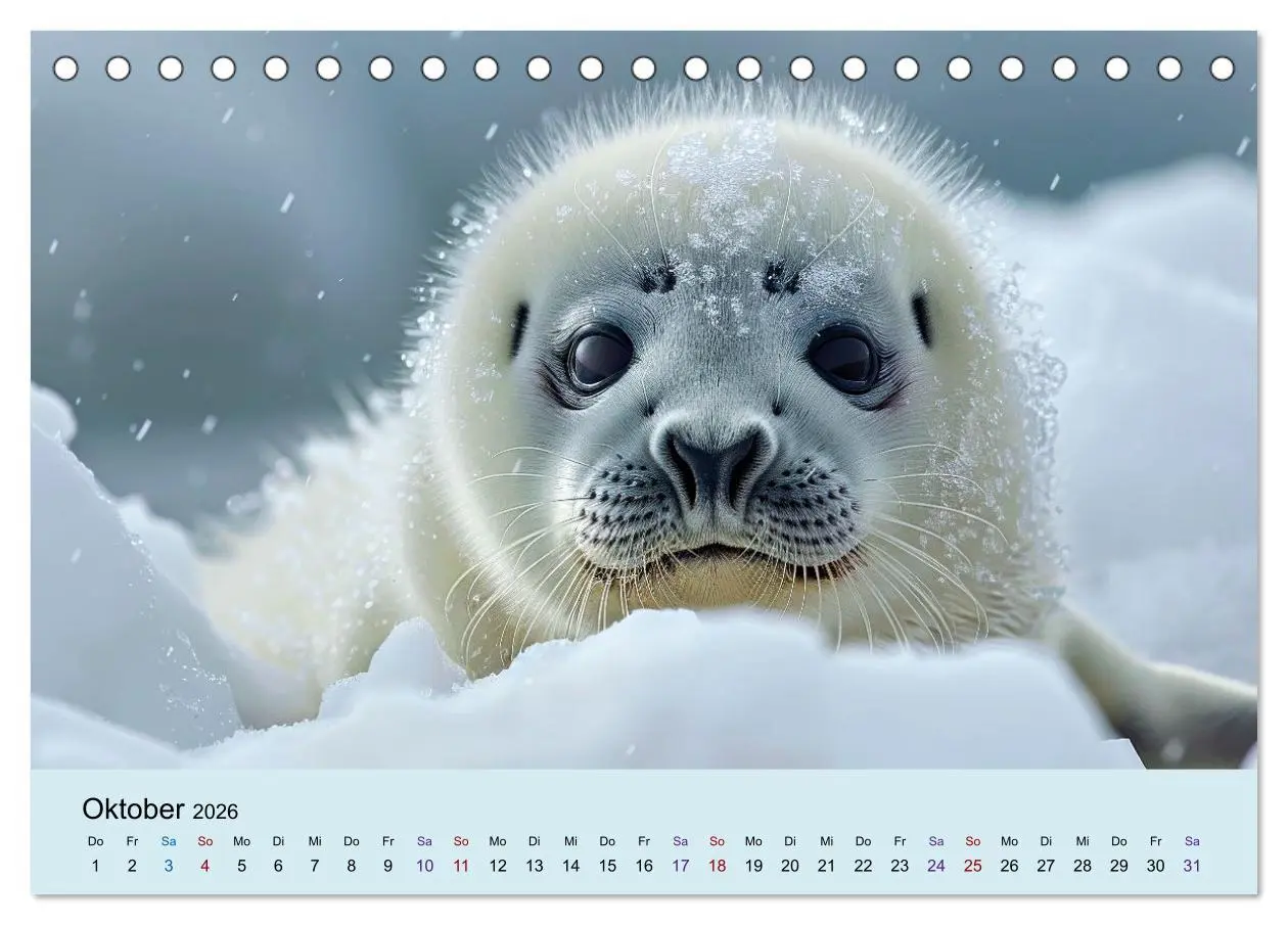 Bild: 9783457247860 | Tierkinder in Eis und Schnee (Tischkalender 2026 DIN A5 quer),...