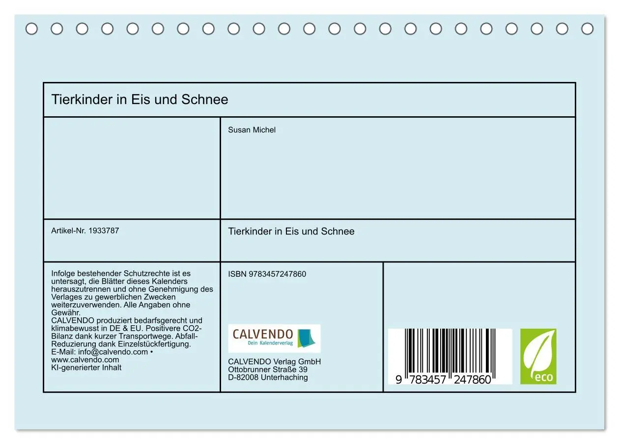 Bild: 9783457247860 | Tierkinder in Eis und Schnee (Tischkalender 2026 DIN A5 quer),...