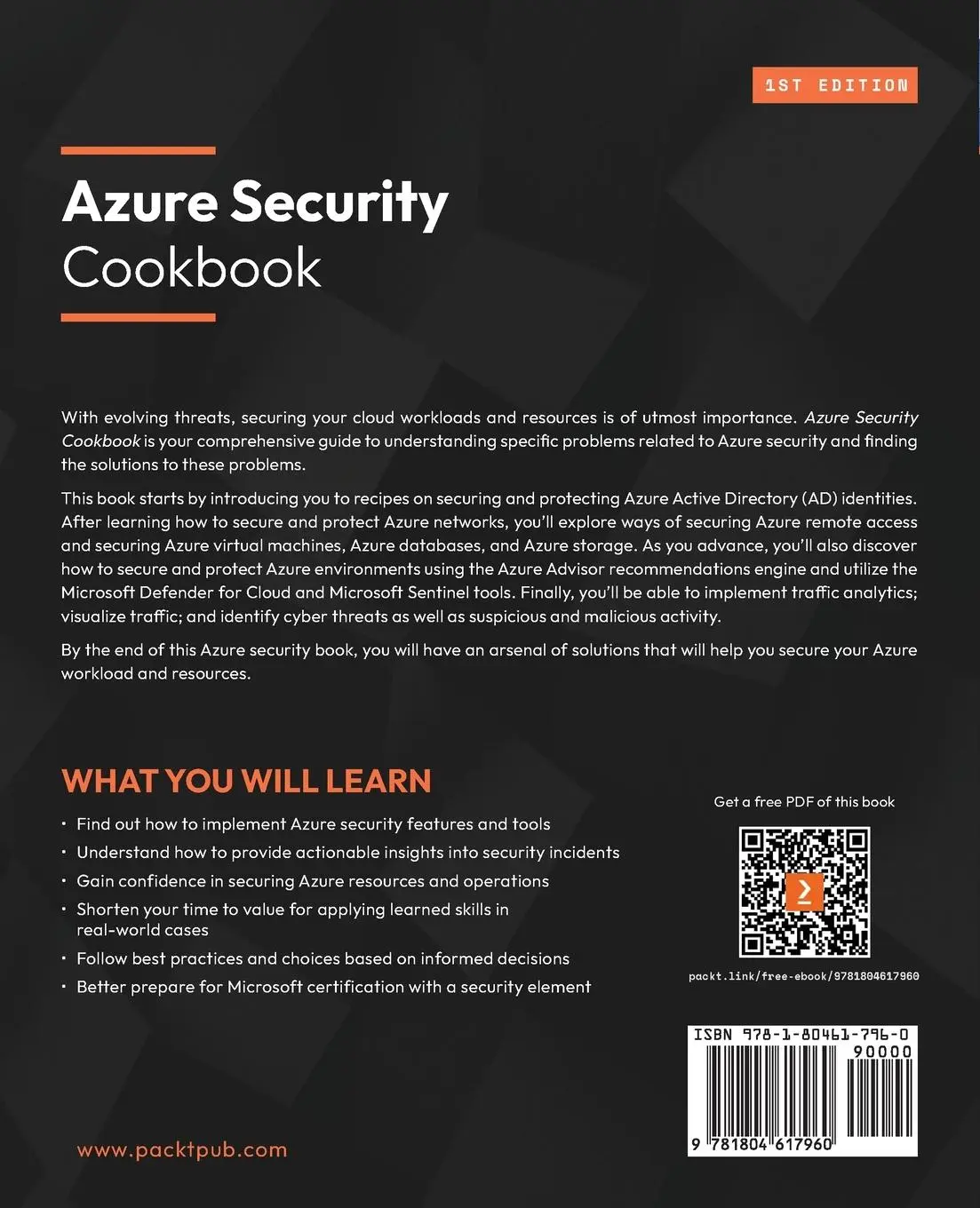 Rückseite: 9781804617960 | Azure Security Cookbook | Steve Miles | Taschenbuch | Englisch | 2023