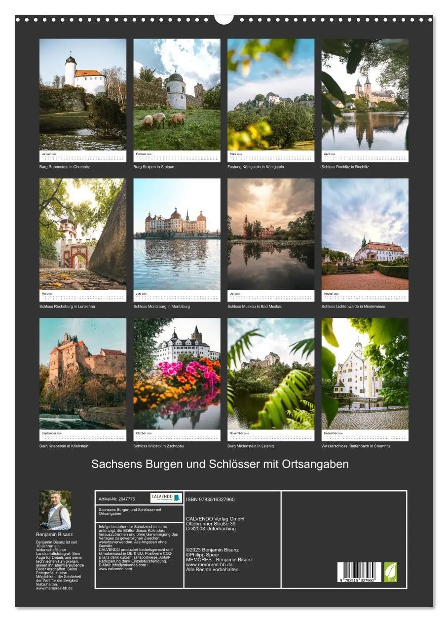 Bild: 9783516327960 | Sachsens Burgen und Schlösser mit Ortsangaben (Wandkalender 2026...