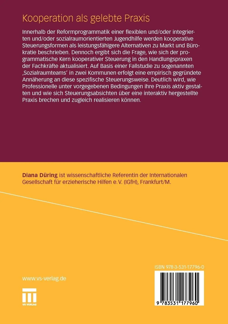 Rückseite: 9783531177960 | Kooperation als gelebte Praxis | Diana Düring | Taschenbuch | 199 S.