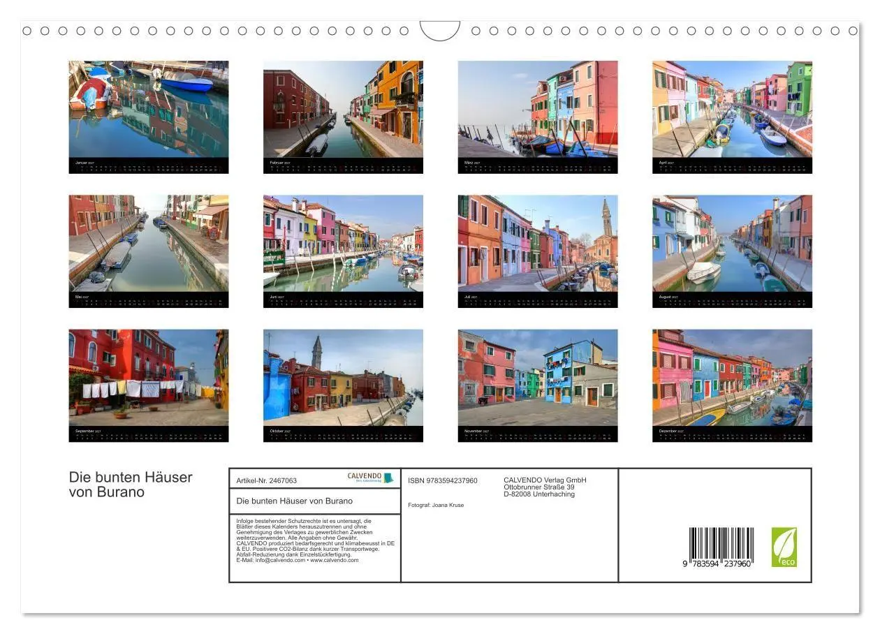 Bild: 9783594237960 | Die bunten Häuser von Burano (Wandkalender 2027 DIN A3 quer),...
