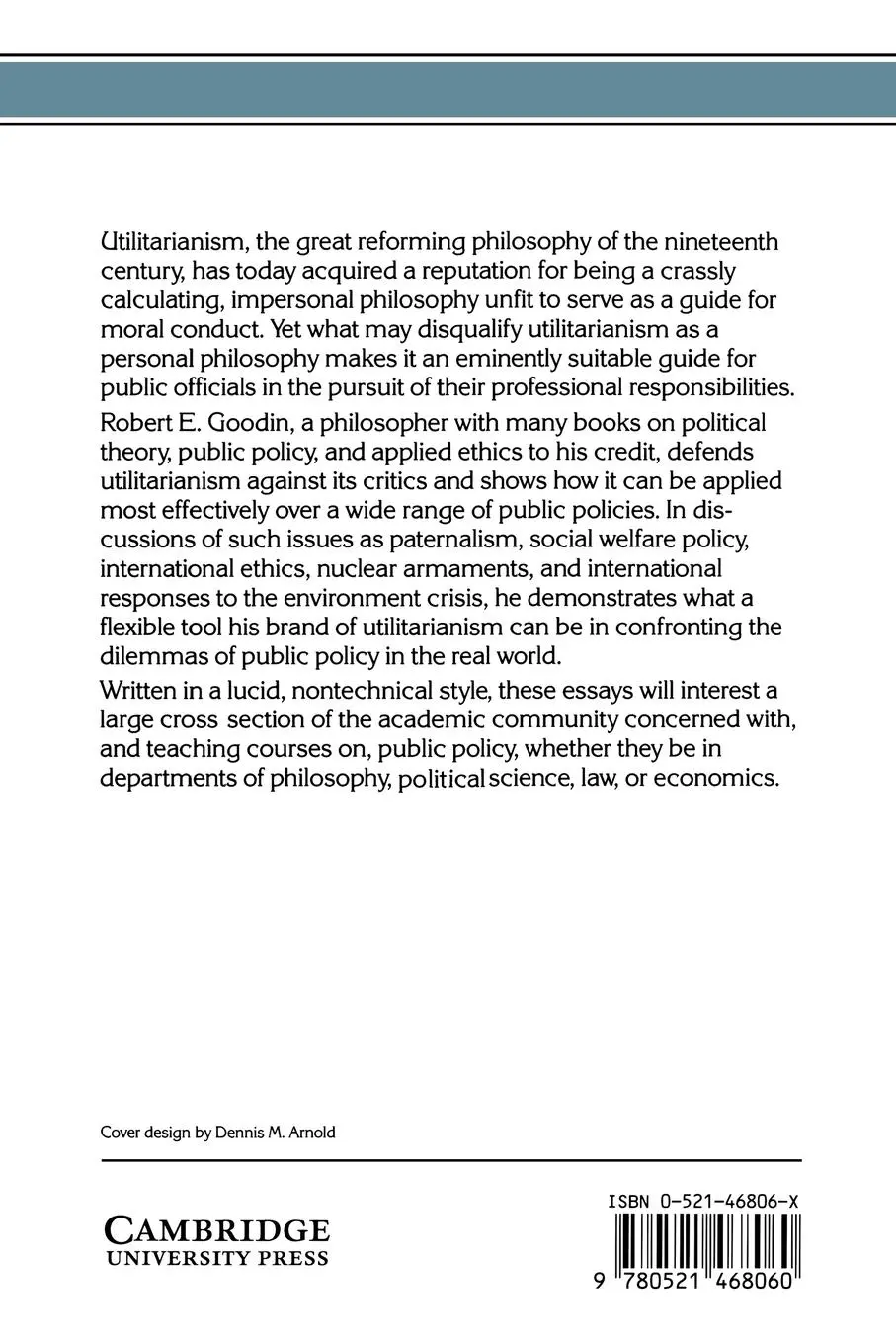 Rückseite: 9780521468060 | Utilitarianism as a Public Philosophy | Robert E. Goodin | Taschenbuch