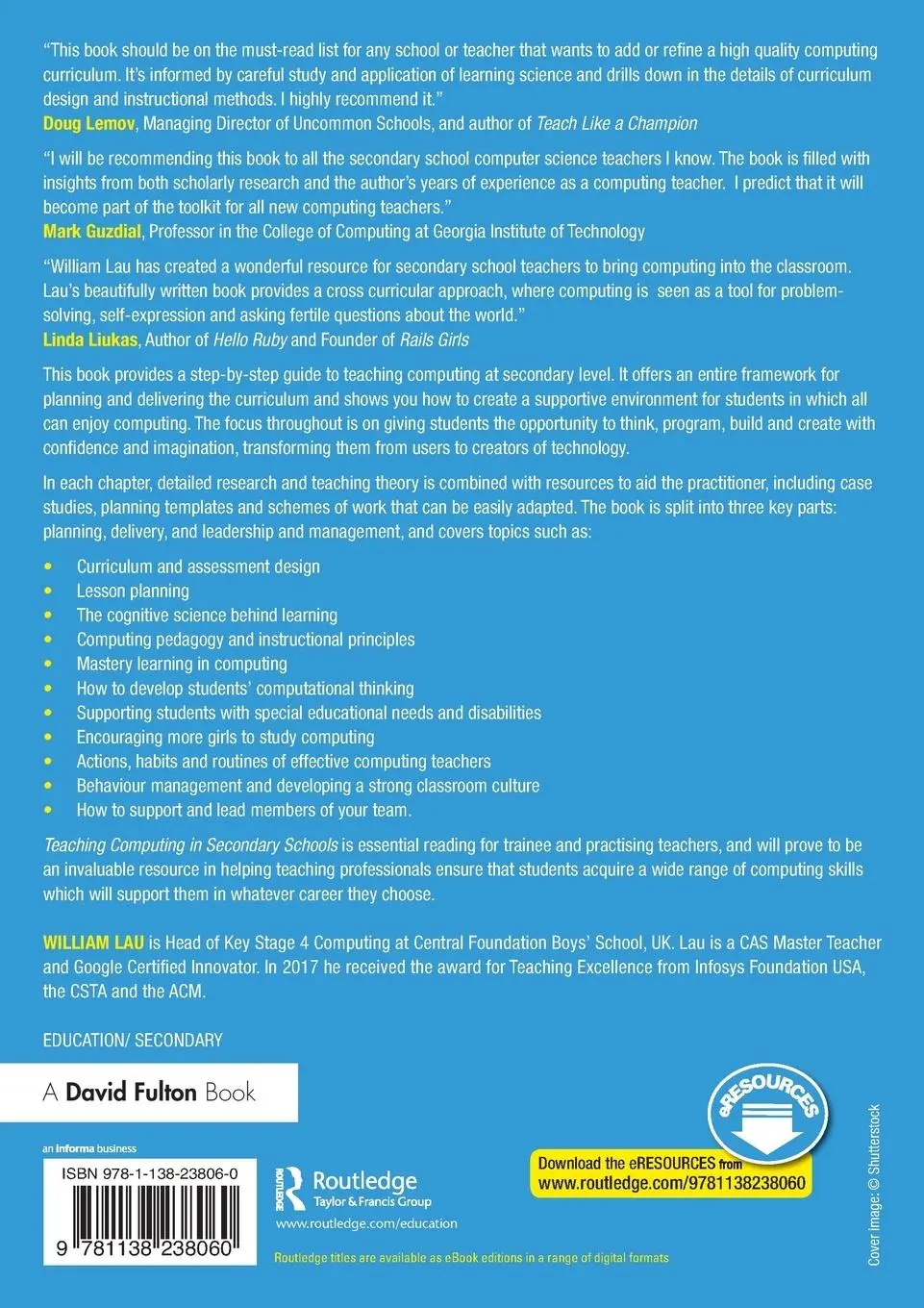 Rückseite: 9781138238060 | Teaching Computing in Secondary Schools | A Practical Handbook | Lau