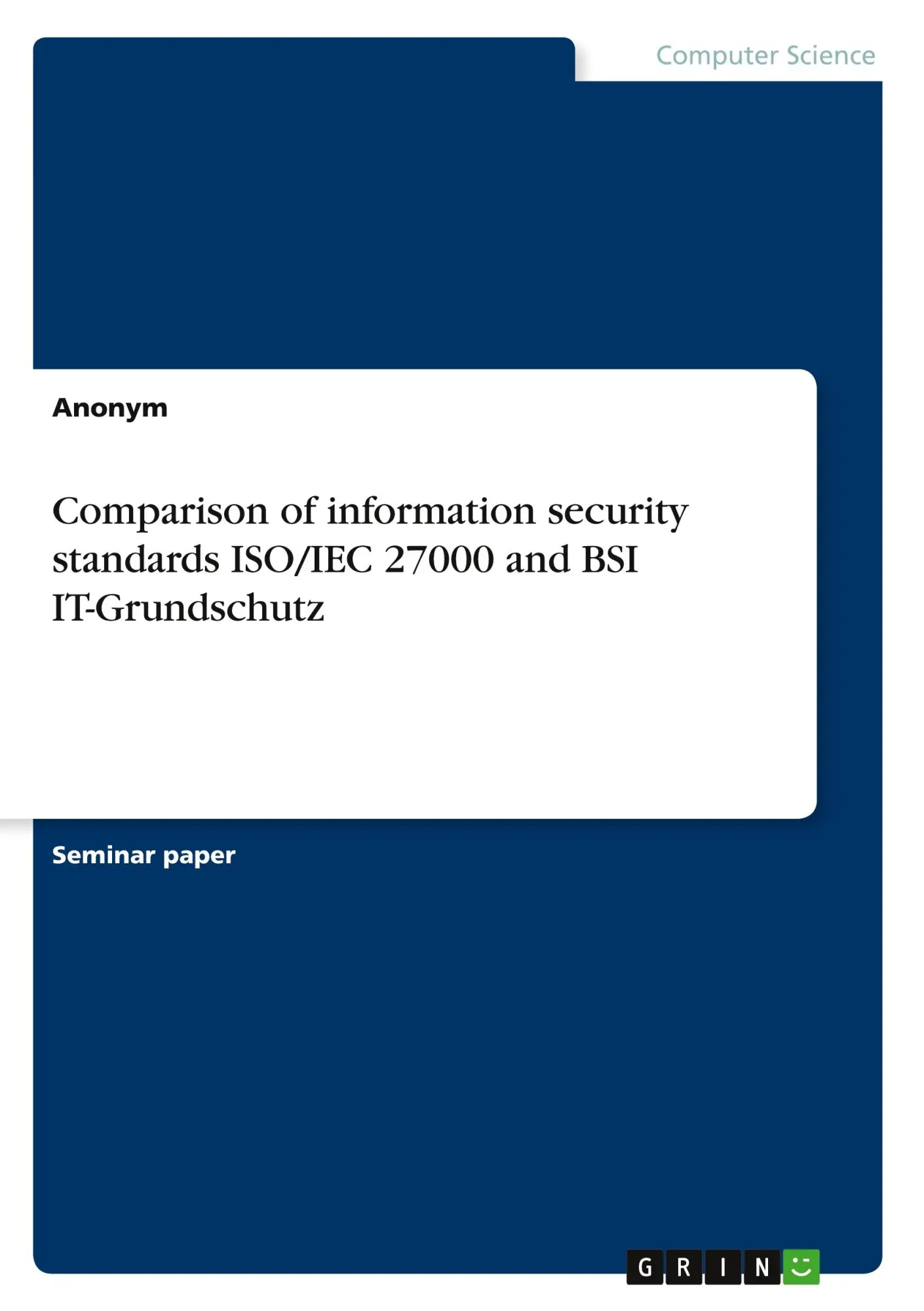 Cover: 9783389058060 | Comparison of information security standards ISO/IEC 27000 and BSI...