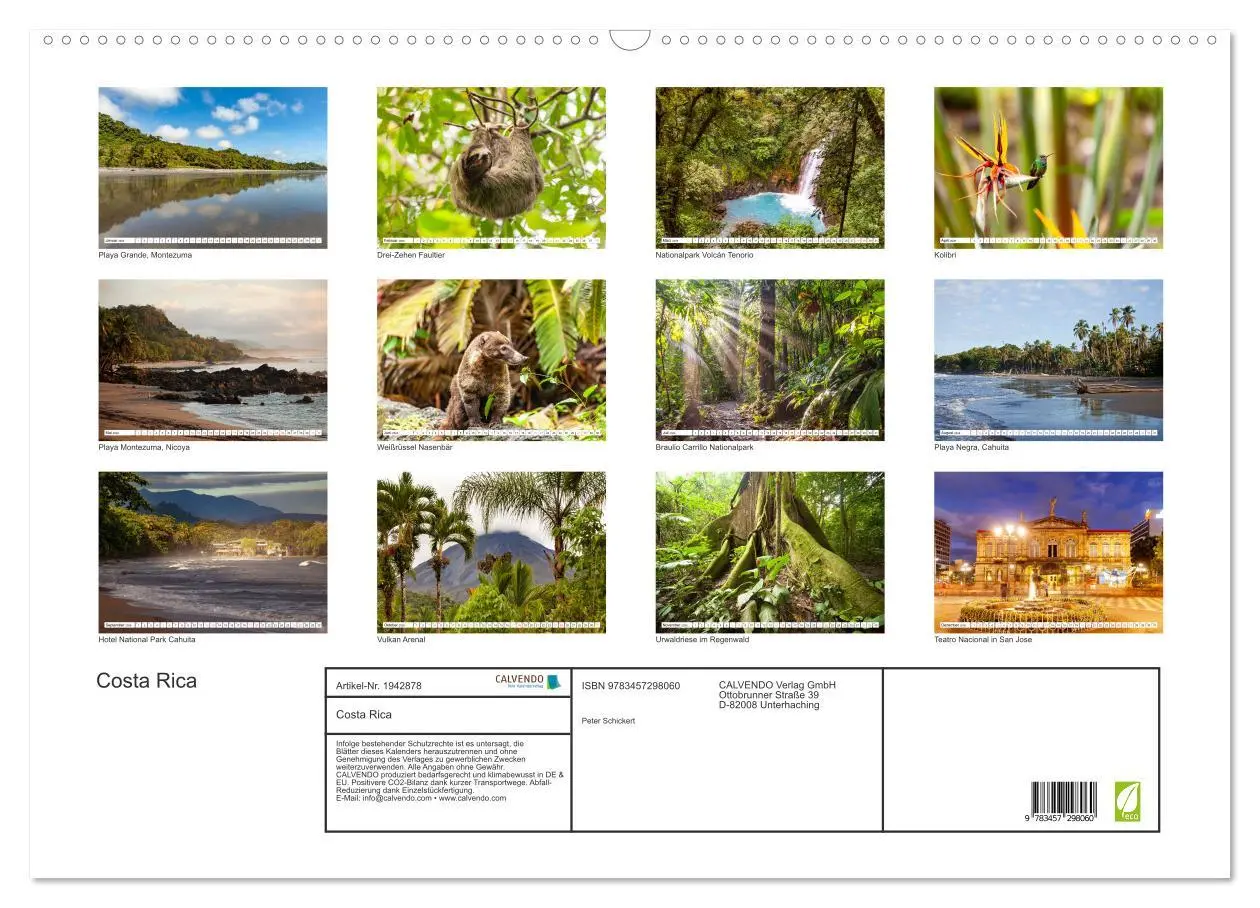 Bild: 9783457298060 | Costa Rica (Wandkalender 2026 DIN A2 quer), CALVENDO Monatskalender