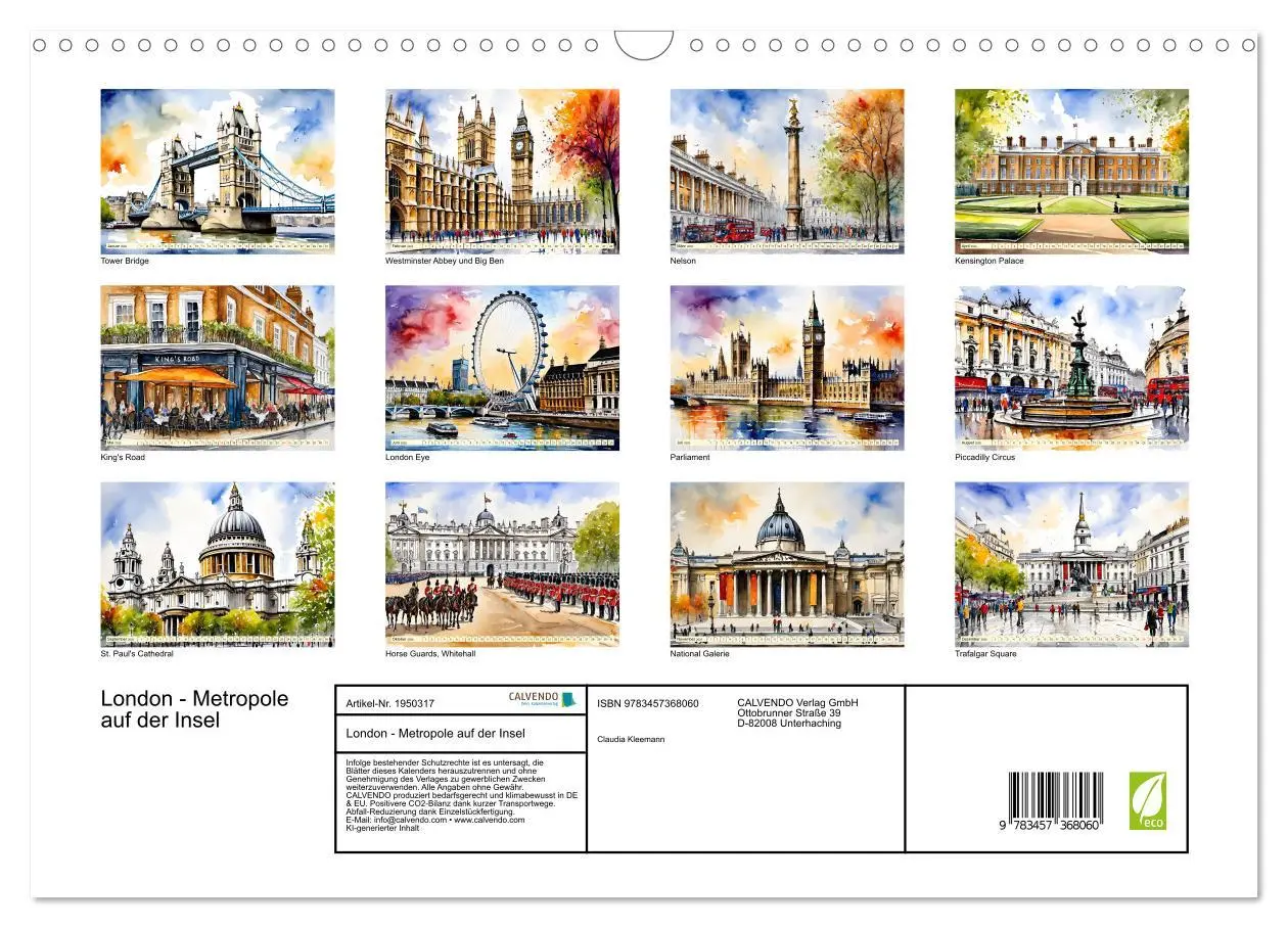 Bild: 9783457368060 | London - Metropole auf der Insel (Wandkalender 2026 DIN A3 quer),...
