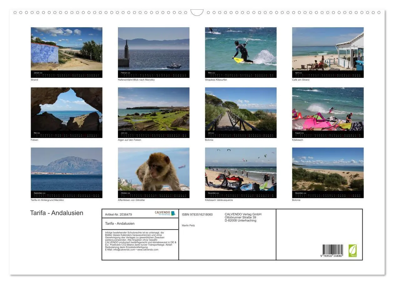 Bild: 9783516218060 | Tarifa - Andalusien (Wandkalender 2026 DIN A2 quer), CALVENDO...