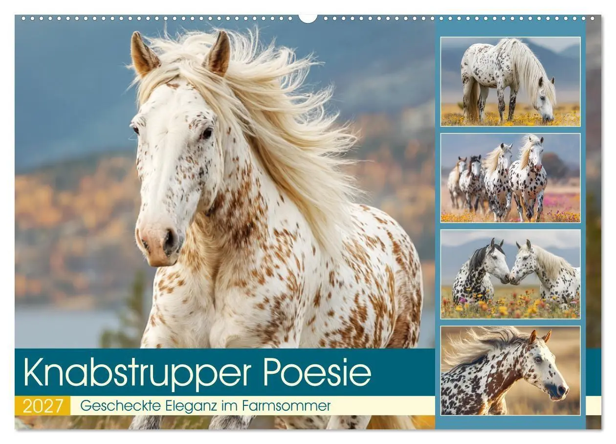 Cover: 9783516768060 | Knabstrupper Poesie. Gescheckte Eleganz im Farmsommer (Wandkalender...