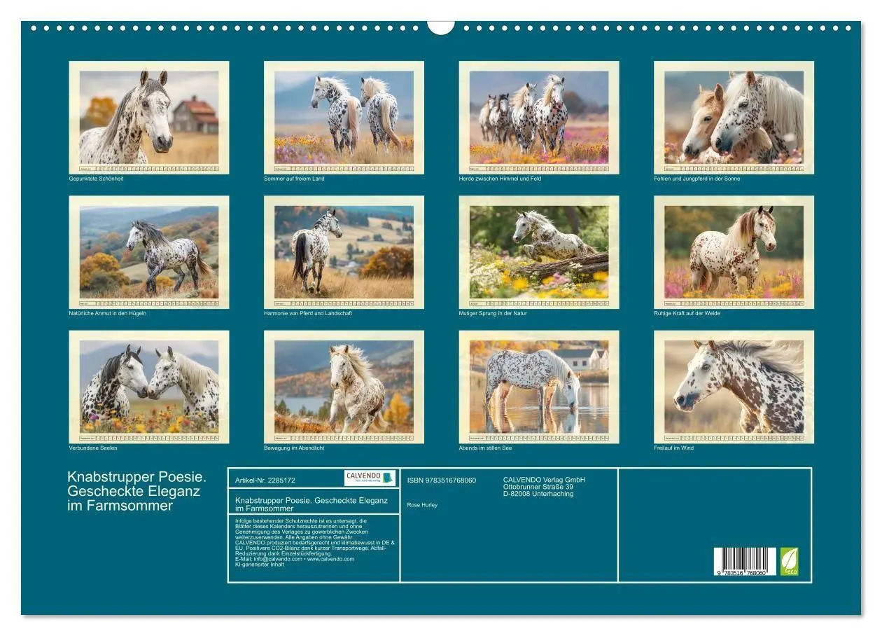 Bild: 9783516768060 | Knabstrupper Poesie. Gescheckte Eleganz im Farmsommer (Wandkalender...