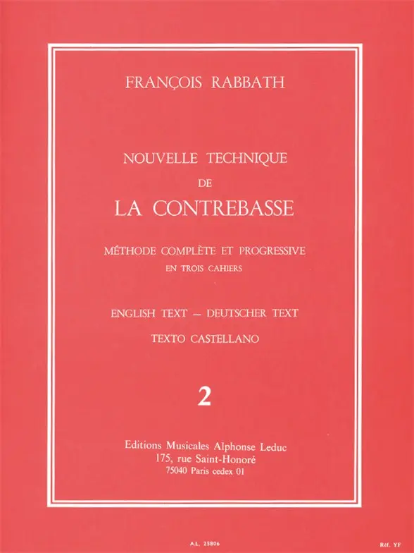 Cover: 9790046258060 | Nouvelle Technique de la Contrebasse, Cahier 2 | Francois Rabbath