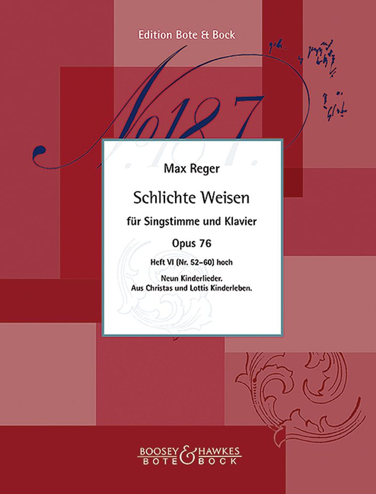 Cover: 9790202508060 | Simple Melodies op. 76 Heft 6 (Nr. 52-60) | Kinderlieder | Max Reger
